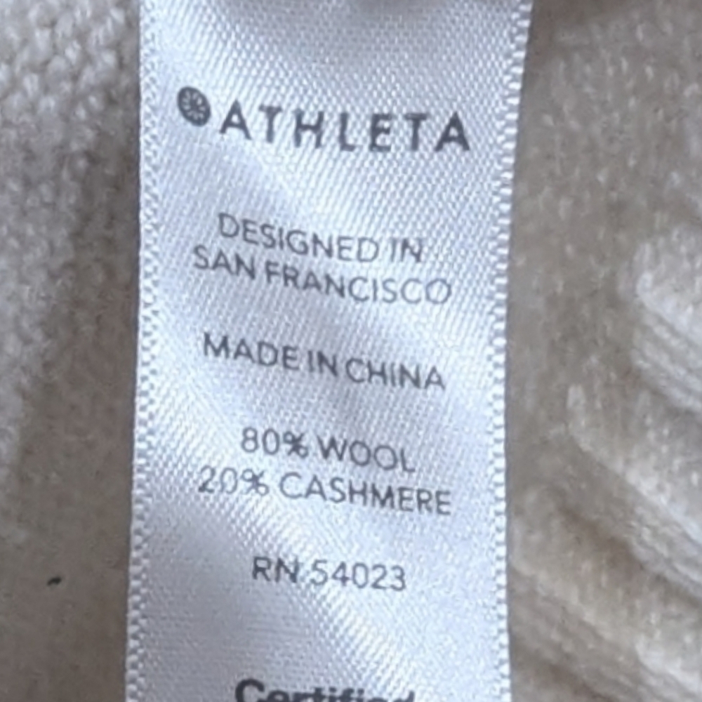 Athleta Wool/Cashmere Cream V Neck Tunic Sweater (M) - Picture 8 of 8